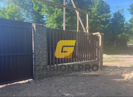 Забор из габионов из сварной сетки в станице Убинская, Северский район, Краснодарского край